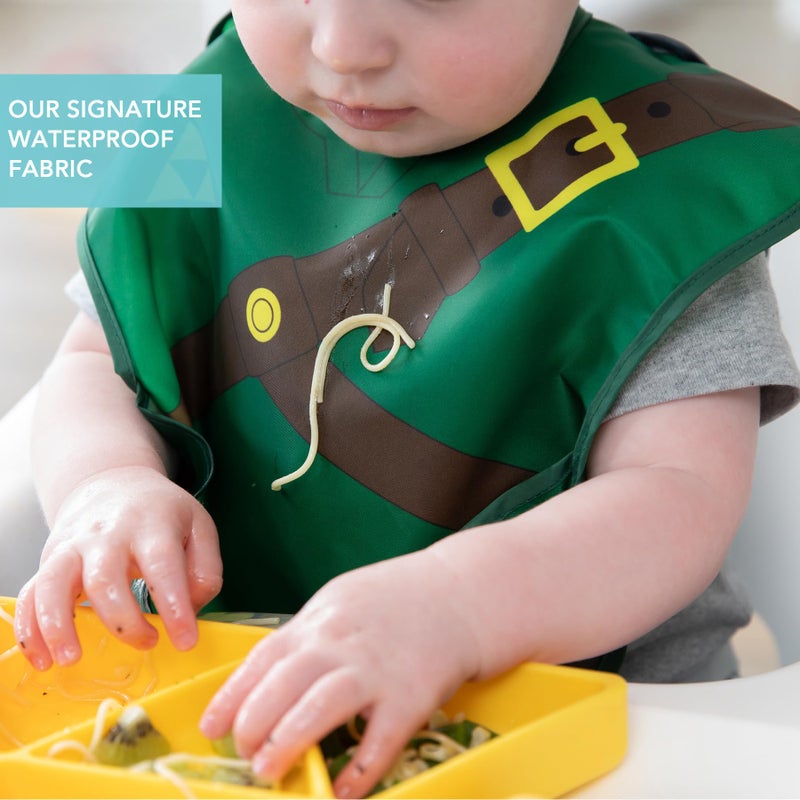 Bumkins Nintendo Bibs for Girl or Boy, SuperBib with Cape for Baby and Toddler 6-24 Months, Essential Must Have for Eating, Feeding, Baby Led Weaning Supplies, Mess Saving Catch Food, Legend of Zelda - Image 4
